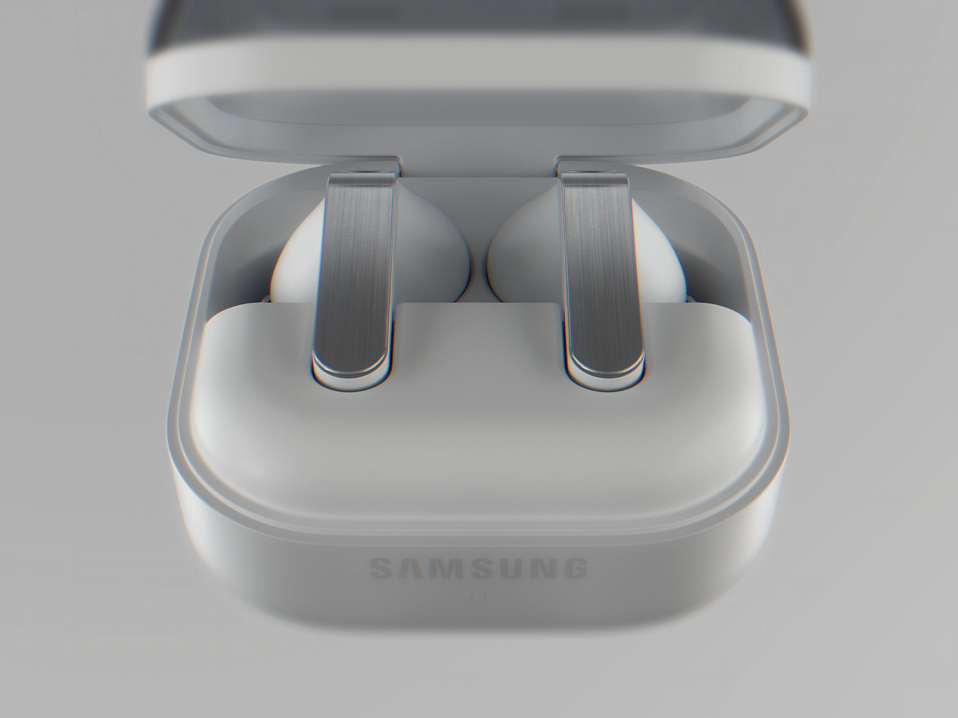 갤럭시 버즈4 프로 화이트가 크래들 속에 있는 모습