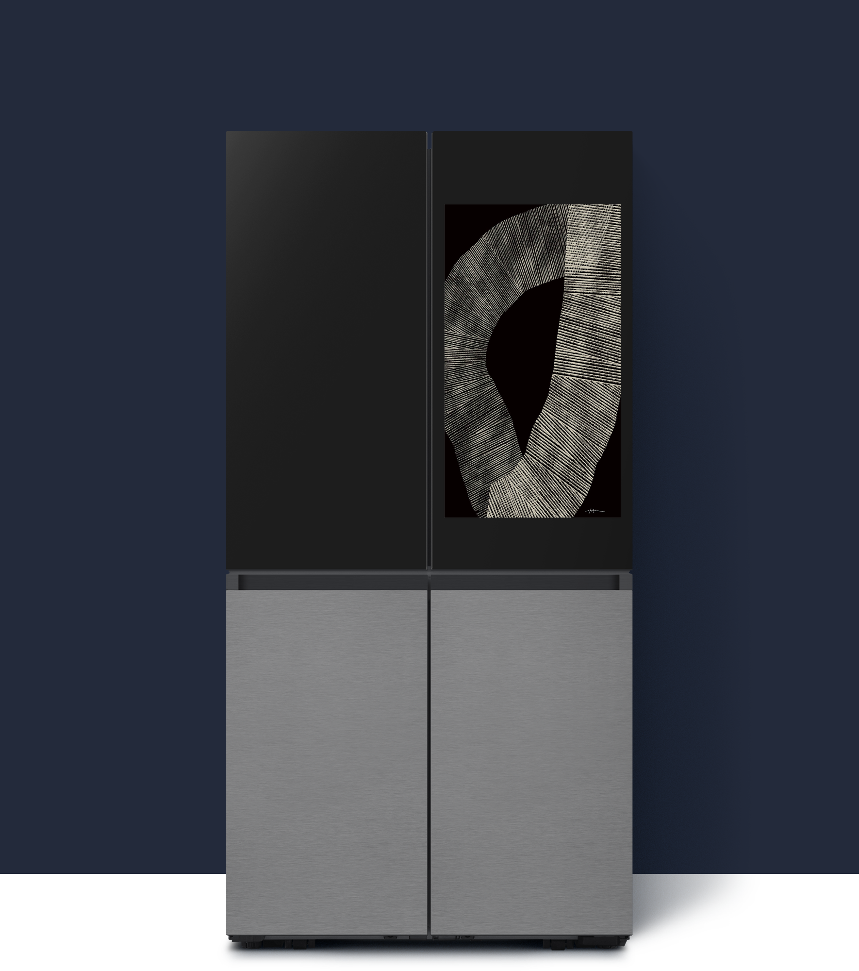 This is an frontal image of Bespoke Refrigerator Family Hub +.