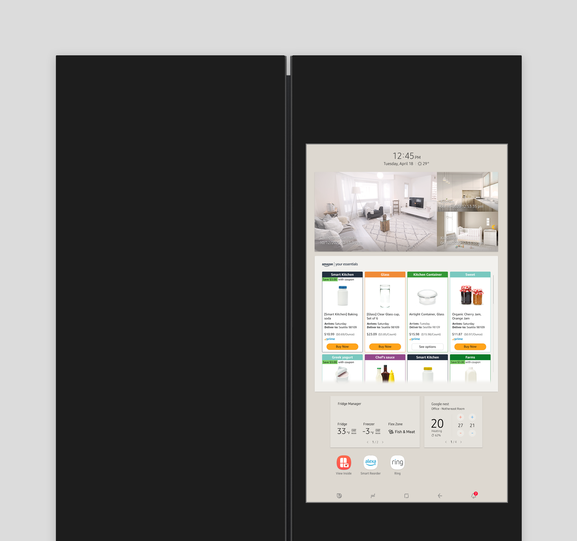 This is an image of the Amazon Your Essentials app that is exposed to the display outside the Bespoke Refrigerator Family Hub +.