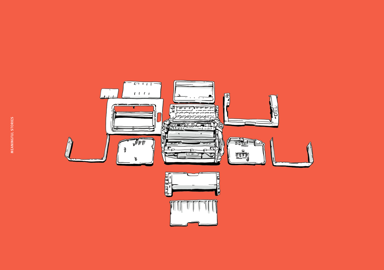 The Illustration of a&nbsp;dismantled&nbsp;Samsung Concept Printers.