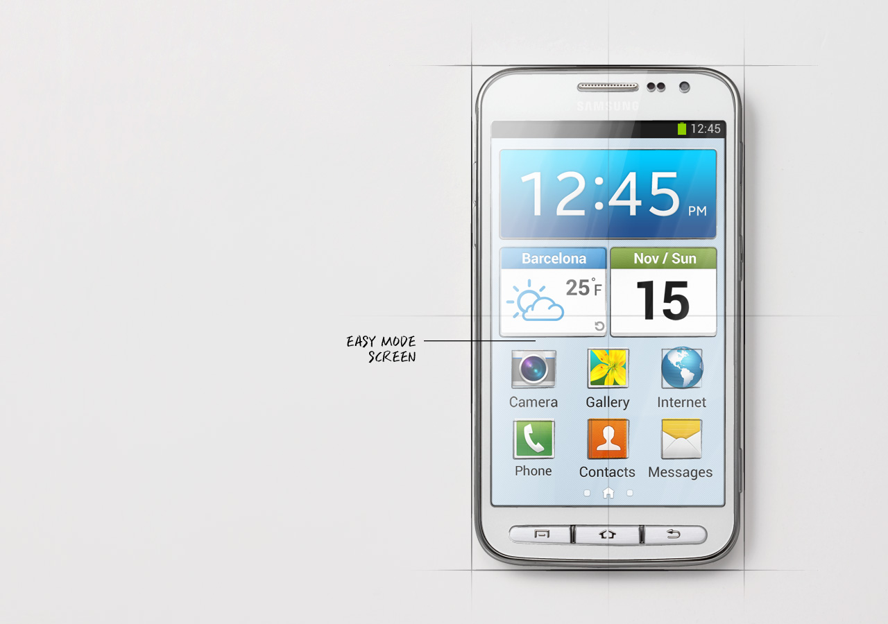 Easy Mode UI appears on the screen of Galaxy Core Advance.