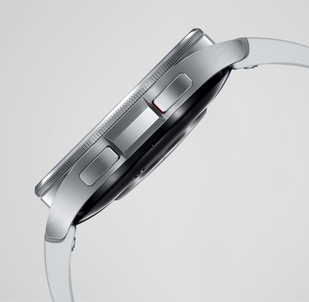 This image shows the more concise side sections of the Galaxy Watch6 series connecting lugs and displays.
