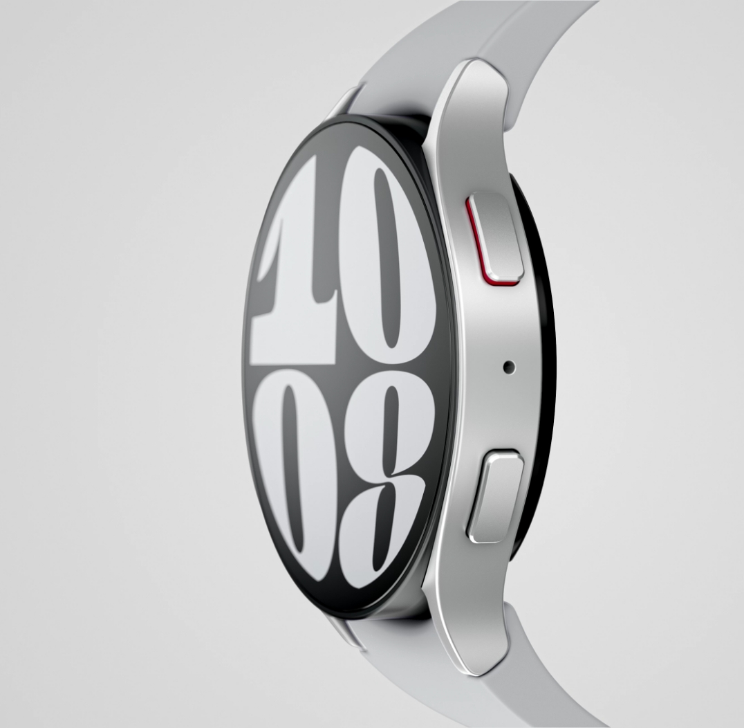 This image shows the more concise side sections of the Galaxy Watch6 series connecting lugs and displays.
