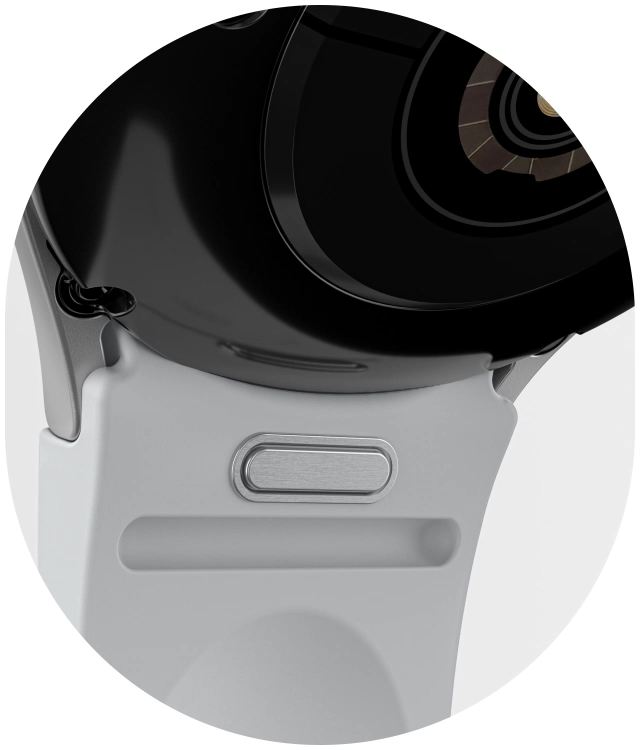 This image describes the one-button method in which the band is easily dismantled by pressing the button.