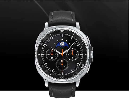 On a backdrop evoking the shadows of a black desert, the Galaxy Watch8 Classic with a black strap is displayed.