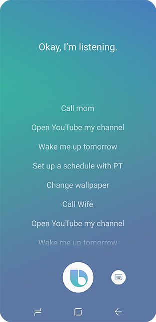 Partial Landing screen of Bixby