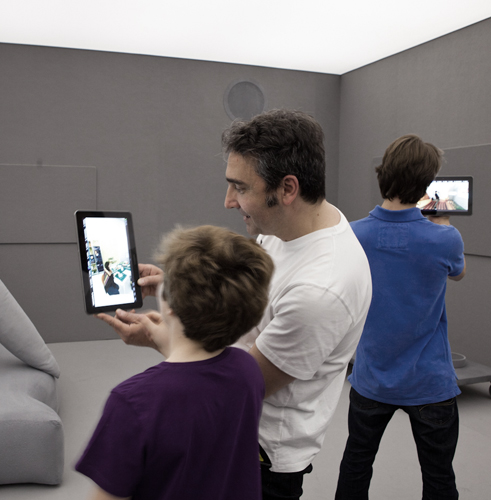 Visitors are encouraged to animate the space by using Samsung tablets.