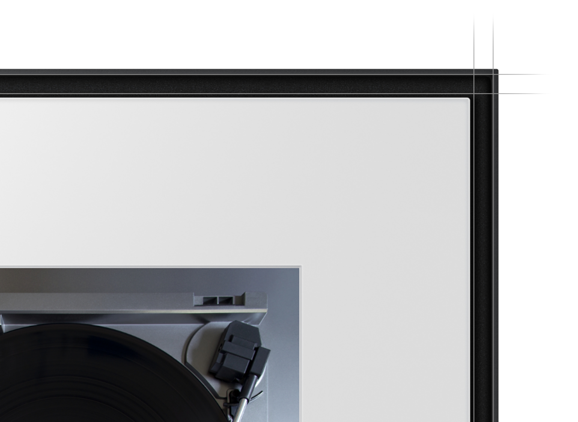 An image with sketch lines showing the gap between the edge of the music frame and the image where the sound is coming from.