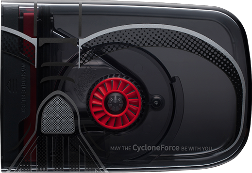 An image shows changes sketches and changes made during the design process of the Darth Vader POWERbot robot vacuum cleaner.