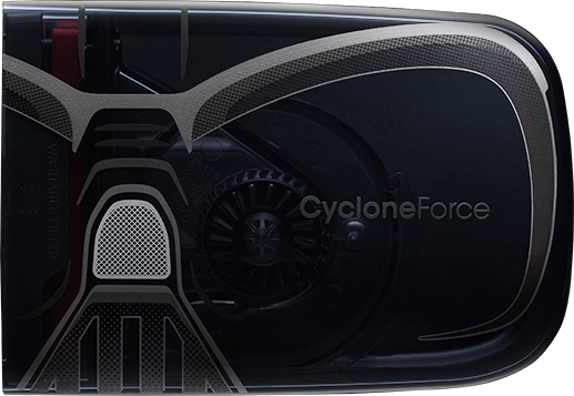 An image shows changes sketches and changes made during the design process of the Darth Vader POWERbot robot vacuum cleaner.