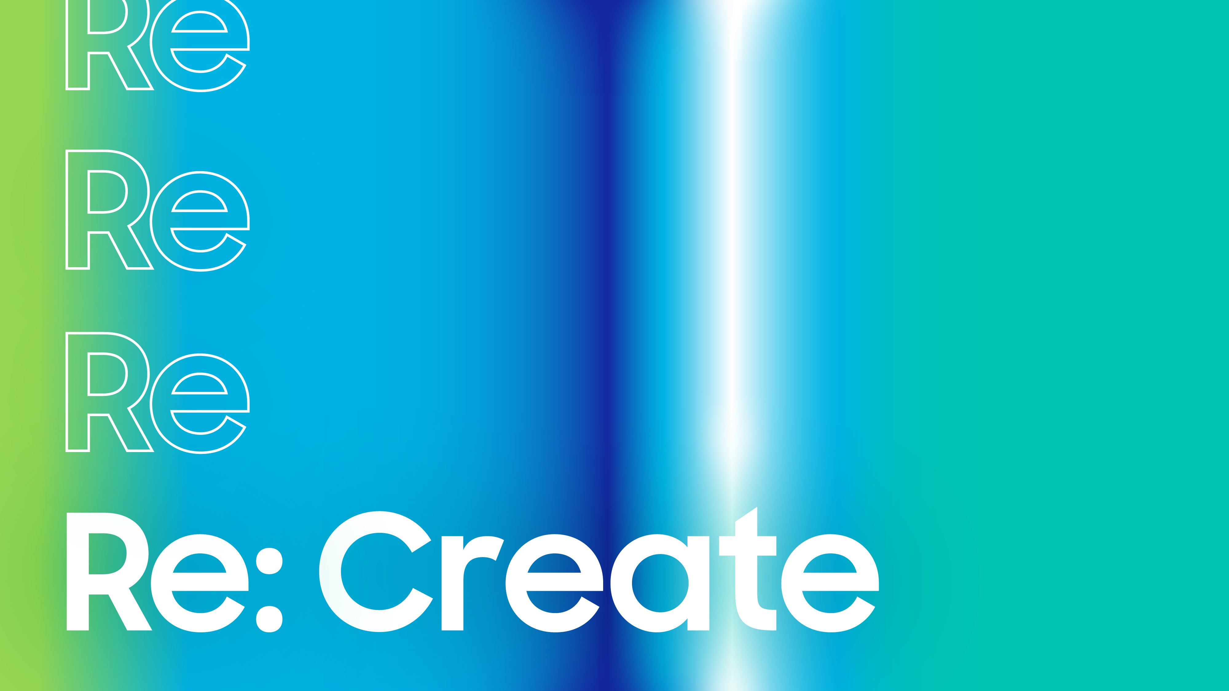 Recreate is written over a gradient background with green and blue centers.