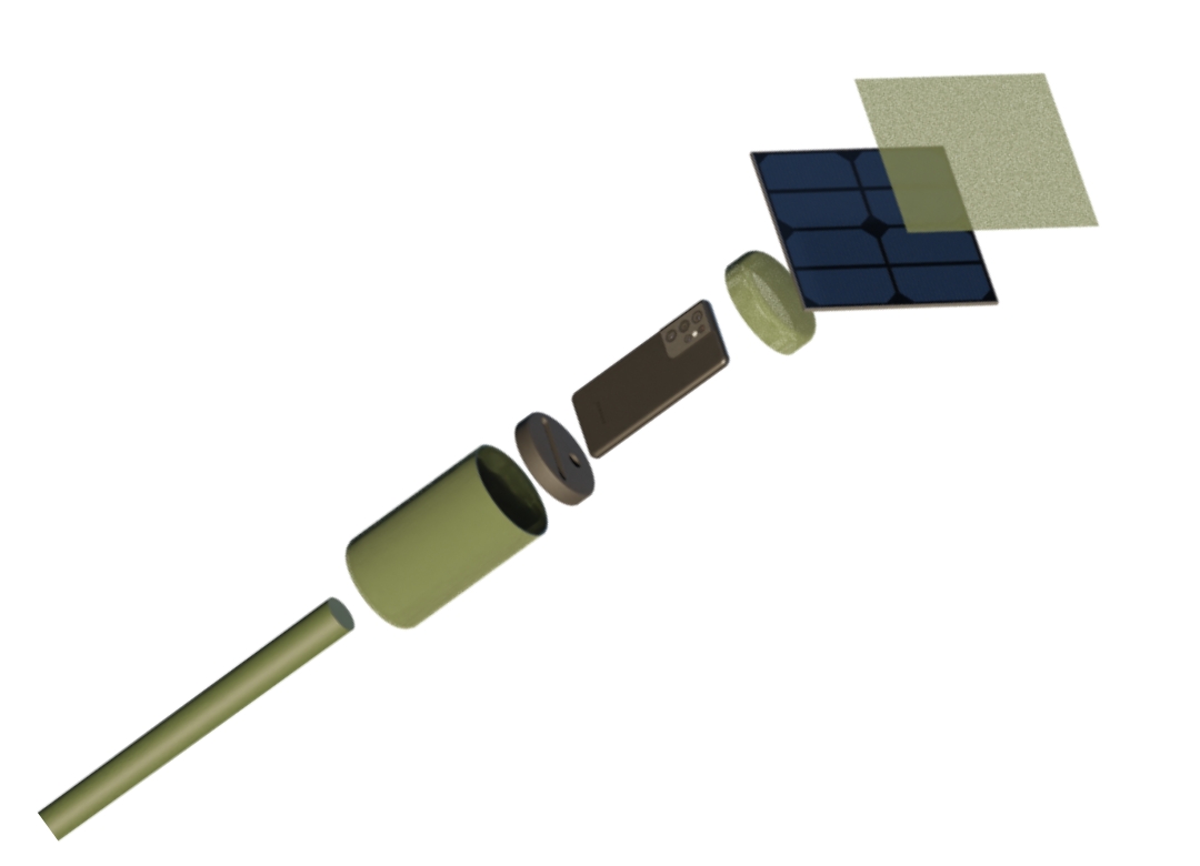 Anatomical diagram of a solar lookout. The solar panels are placed on top.