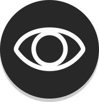 Pictograms showing sense of sight, hearing, touch, taste, smell.