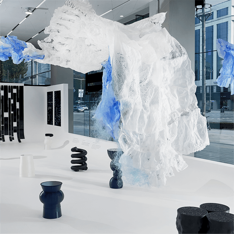 This is an image of the interior of the exhibition 「The Wave: Creating a Virtuous Cycle」. 