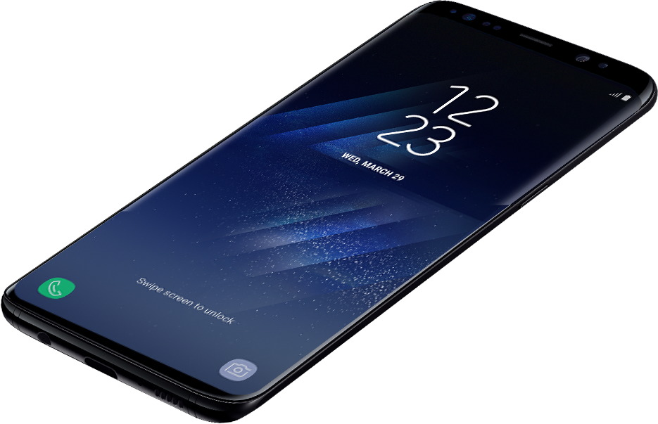 An image showing the natural fit of Galaxy S8 and its GUI