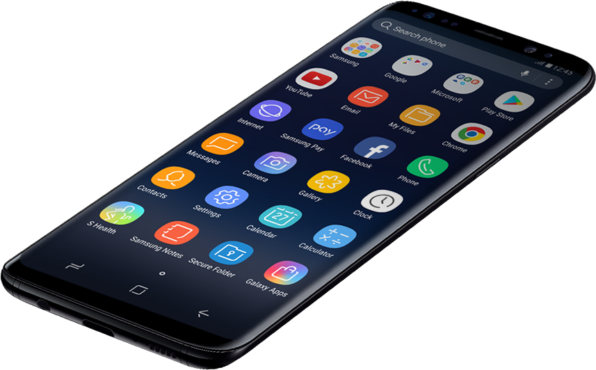 An image showing the natural fit of Galaxy S8 and its GUI
