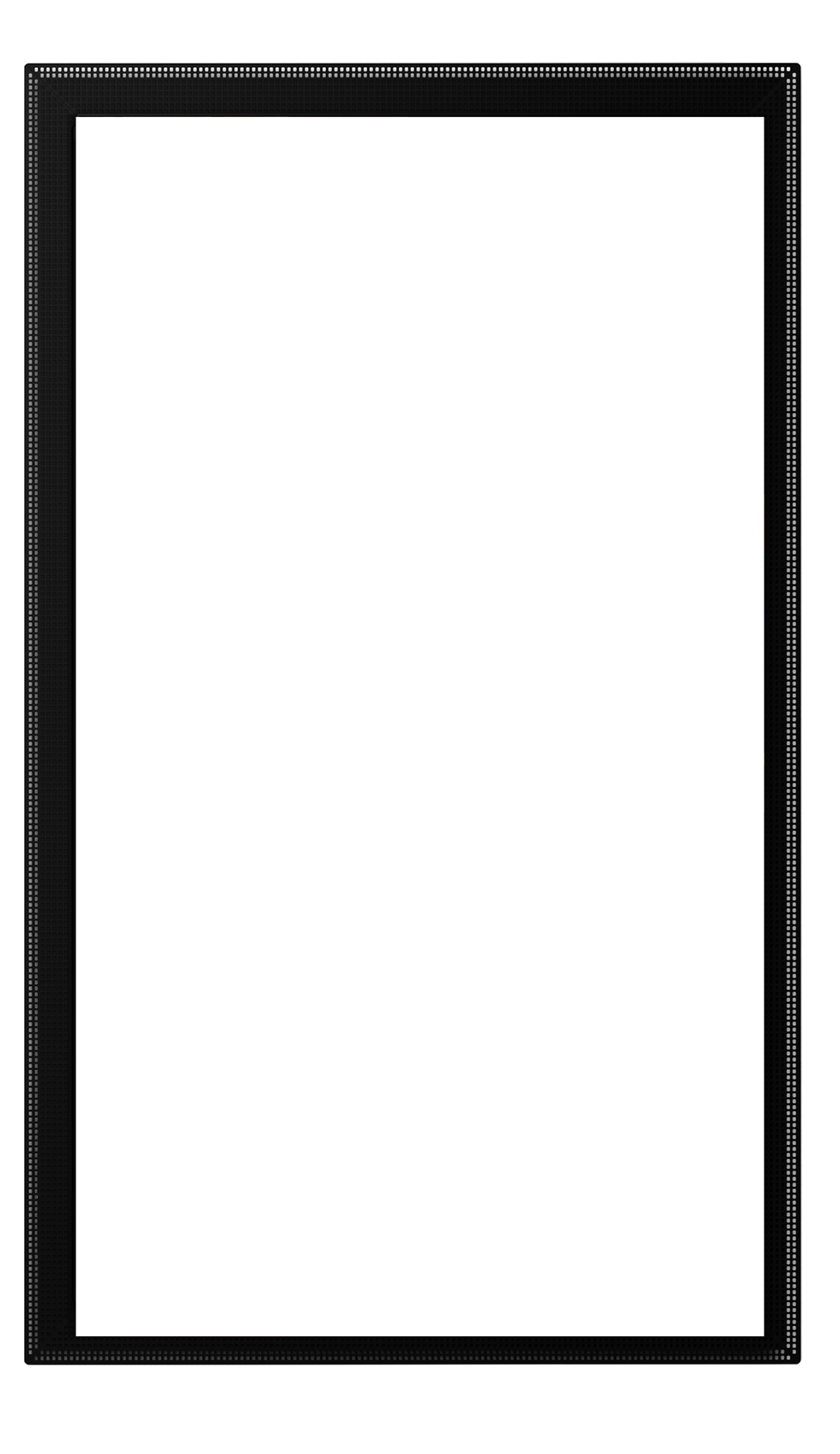 작은 사각 구멍이 반복된 검은 프레임 안에, 얇은 평면 TV인 S95H OLED TV를 연상시키는 여러 개의 직사각 화면이 겹쳐져 있다. 노랑, 초록, 빨강, 파랑의 작은 점과 원이 빽빽하게 모여 가족의 일상 기록을 표현한다.
