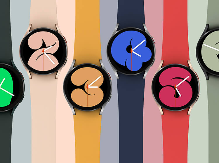 갤럭시 워치4의 컬러풀한 스트랩 이미지입니다.