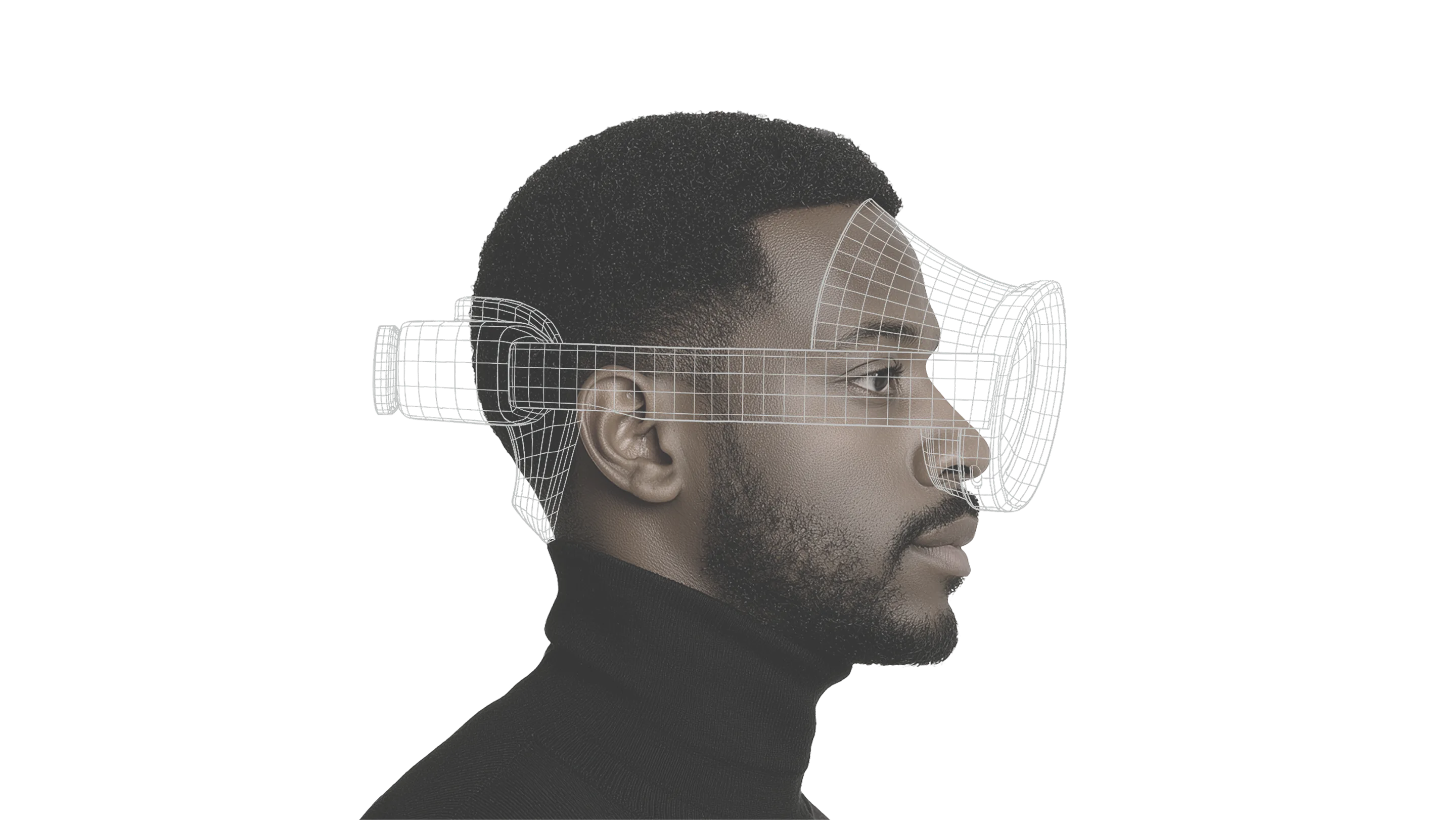 인물이 짧은 머리를 한 검은 피부의 남성으로 변환되는 삼성 갤럭시 XR 이미지.