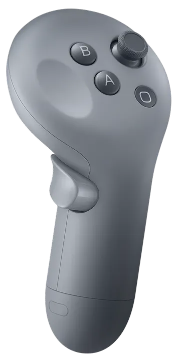 실버 컬러의 갤럭시 XR 오른쪽 컨트롤러.