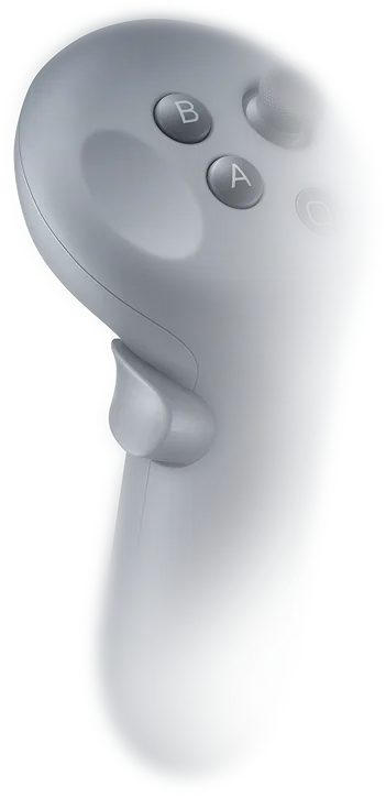 실버 컬러의 갤럭시 XR 오른쪽 컨트롤러.