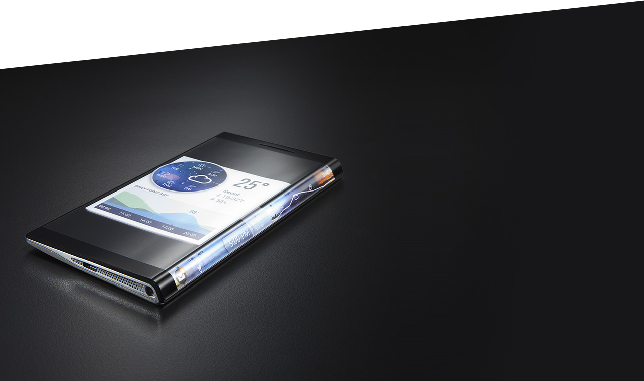 Bended Surface 측면 디스플레이로 사용성을 높이고, 경사면을 가진 유선형 형태로 그립감을 향상시킨 컨셉 휴대폰