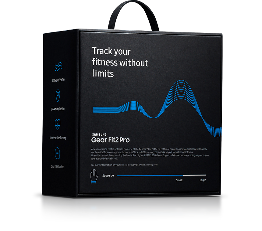 삼성전자 기어 핏2 Pro 패키지 모습입니다.