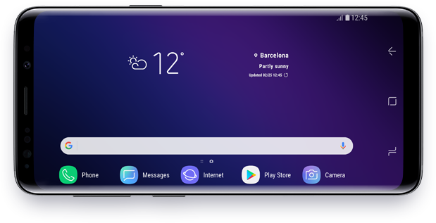 제품의 Landscape Mode로 전환된 Homescreen화면입니다.